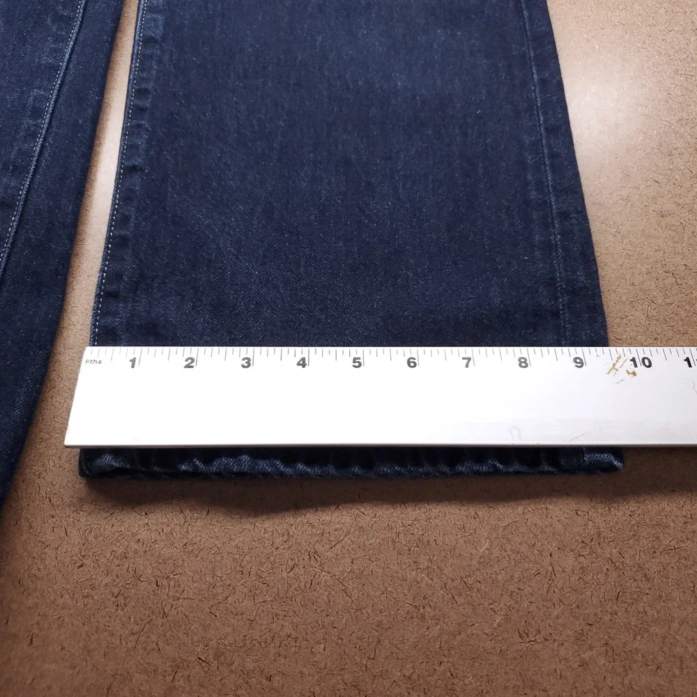 Uniqlo Straight High-Rise Jeans Women 25 Dark Blue Minimalist Quiet Luxury Denim